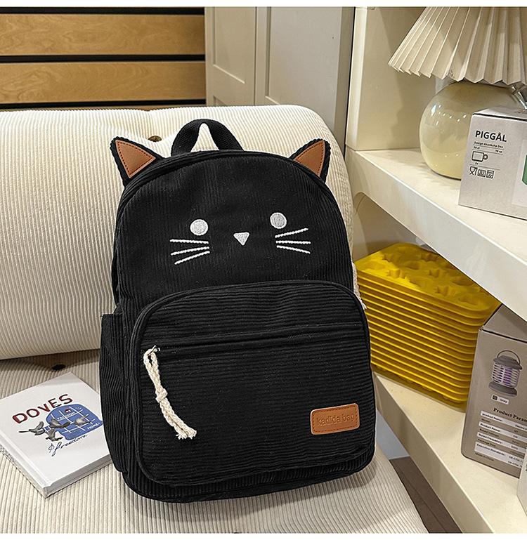 Schoolbag Japanese Cute Cartoon Kitten Schoolbag Female Backpack Junior High School Girl Primary School Student Cartoon Ugly Cute Backpack