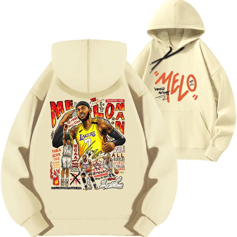 Anthony's 2025 Lakers Hoodie - Basketball Loose Fit, Autumn Plus Velvet, Thickened.