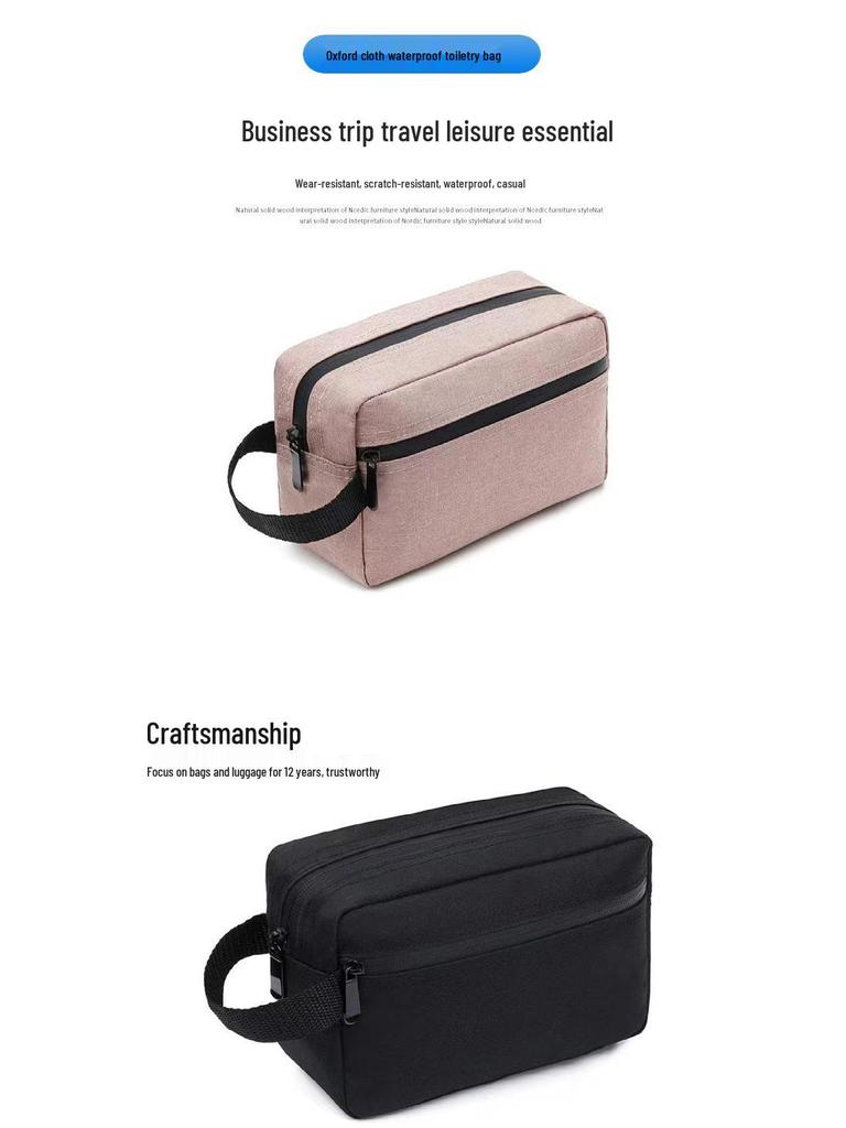 Oxford Cloth Waterproof Travel Wash Bag - Large Capacity Makeup Storage