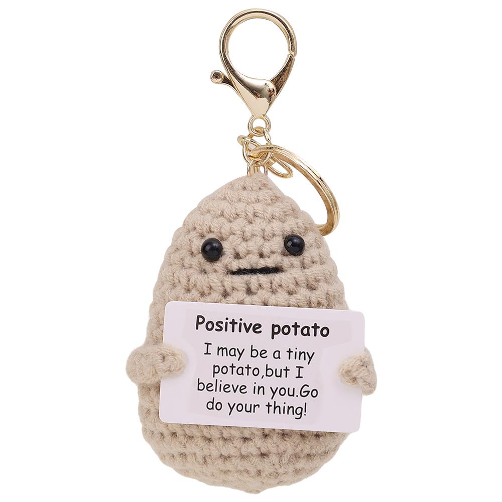 

Брелок Картошка с Позитивной Энергией Милая Патата Огурец Объятия Карманная Кукла Ручной Работы Вязаная Крючком из Шерсти Подвеска для Сумки с Карточкой Забавный Брелок
