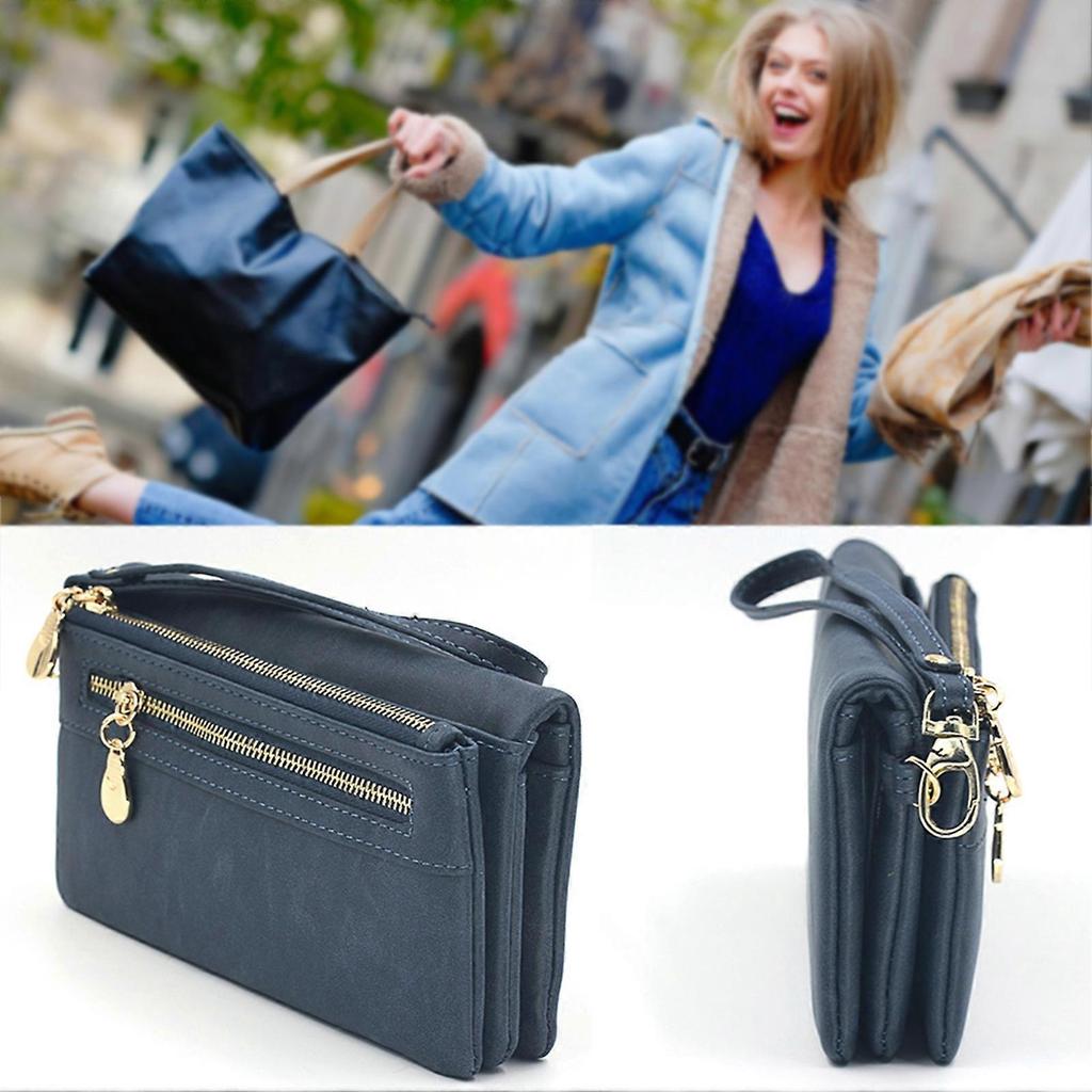 Women's PU Leather Double Zip Long Card Case, Lightweight and Waterproof Wallet, Suitable for Daily Travel, Shopping, Travel and Dating