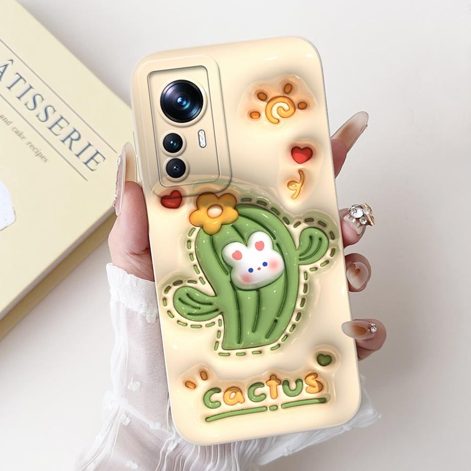 Für Xiaomi 12 12s 12x 12T Pro 12s Pro 12 Lite 12Ultra Handyhülle Flüssigsilikon Weiche Rückabdeckung Kaninchen Panda Blume Capa Tasche