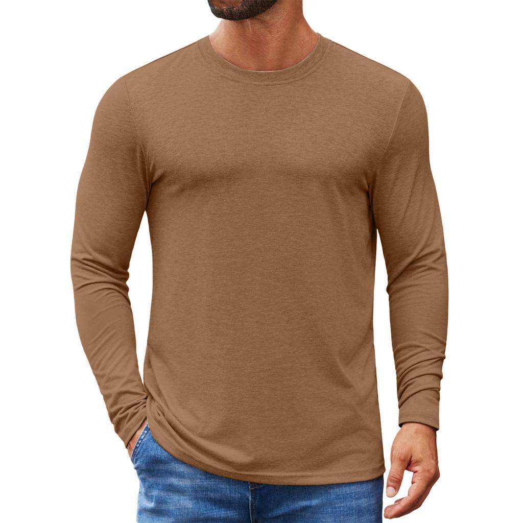 Men's Slim-Fit Casual  Neck Knit Long Sleeve Base Layer Top