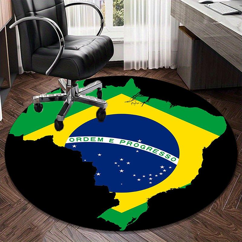 1PC round rug Brazil Artwork Printed Round Area Rug ,Rug For Home Office, Round Chair Rug, Decorative Carpet Fan gifts Christmas gift