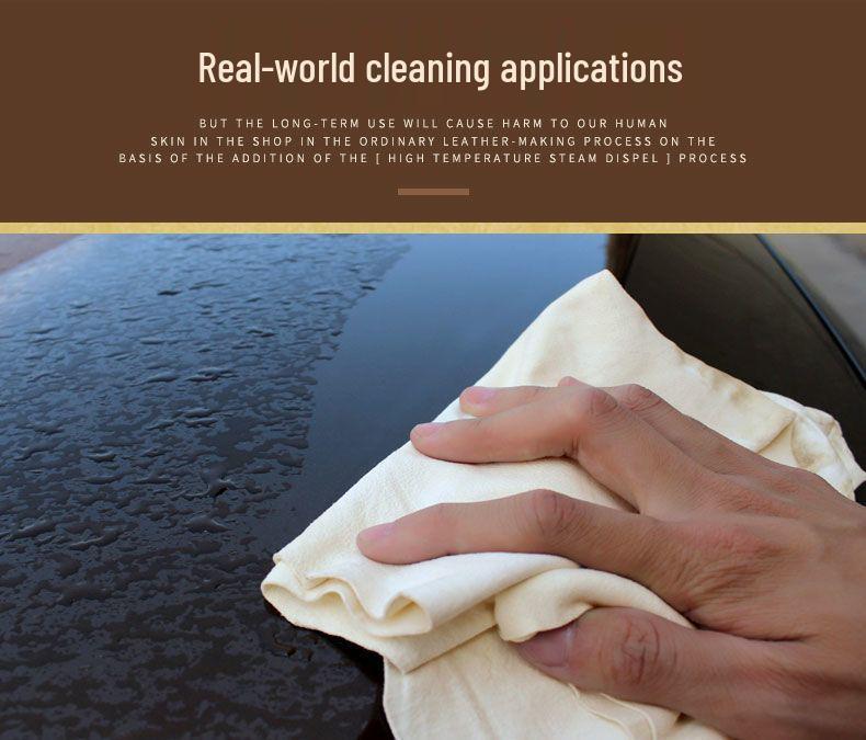 Premium Chamois Leather Car Cleaning Cloth - Ideal for Windows, Streak-Free, Non-Peeling