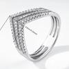 Sparkling Exquisite CopperColor Geometric Inlay Synthetic Zirconia Three-layer Ring for Women's Banquets Parties Jewelry Gifts