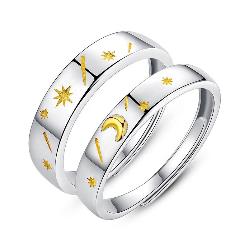 2026 Fashion Jewelry S New Design Moon Star 925 Sterling Silver Couple Ring
