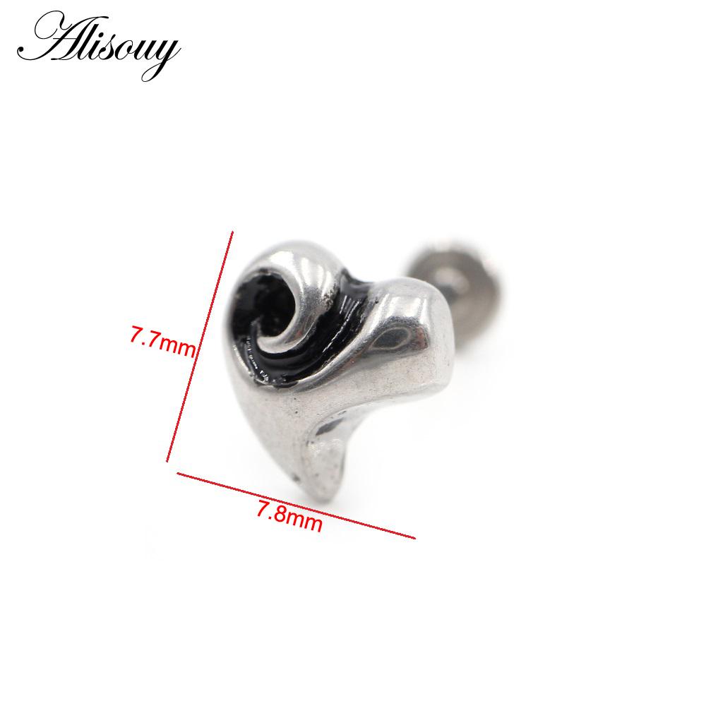 Alisouy 1 Stück Edelstahl Stern Mond Kreuz Schlange Totenkopf Tragus Helix Bar Labret Lippenring Knorpel Ohr Ohrring Piercing Schmuck