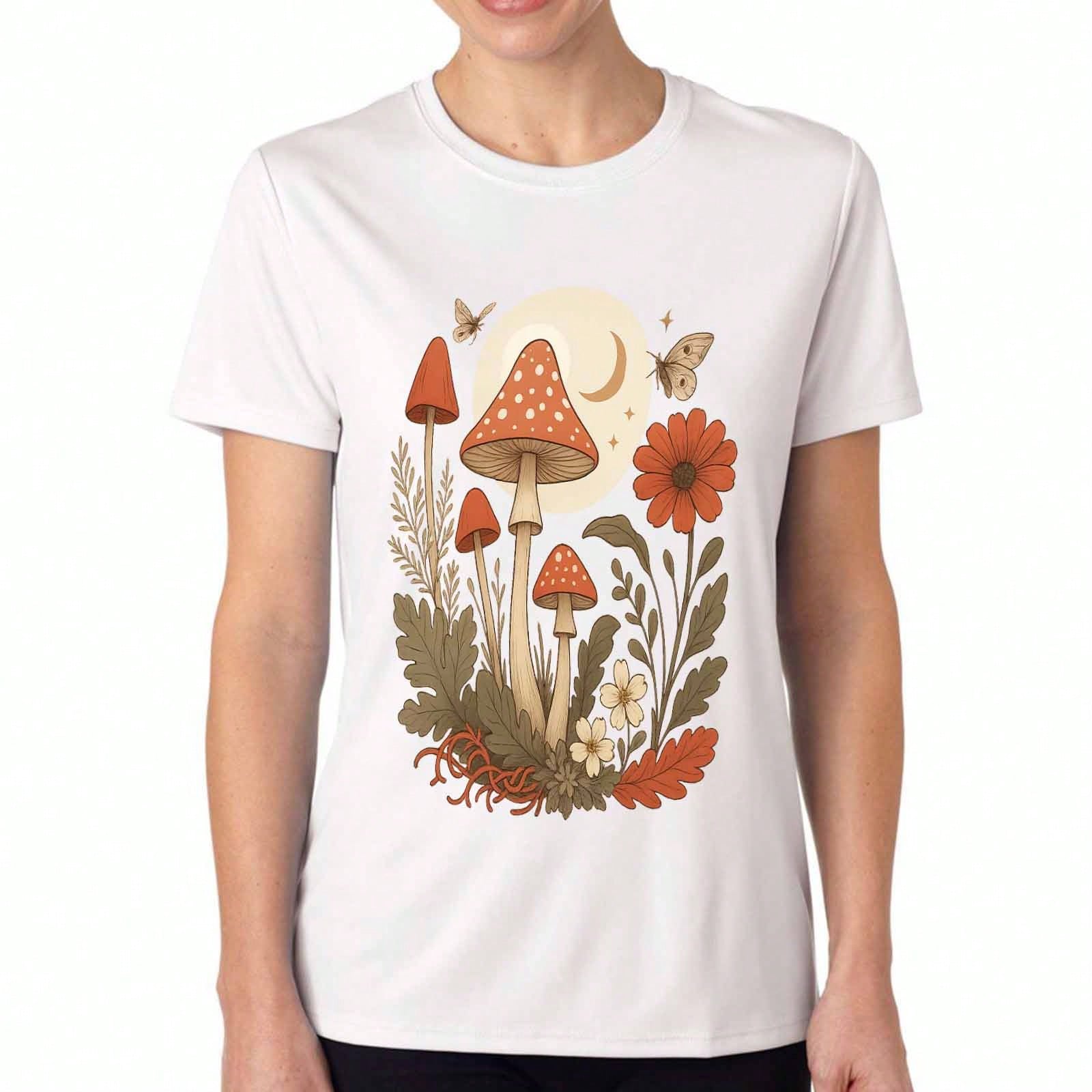 Moose Forest unisex Cotton T Shirt, Premium Quality Print, Durable, Casual Fashion. Nature Inspired Graphic Tee Featuring A Majestic Moose Silhouette, S разноцветный
