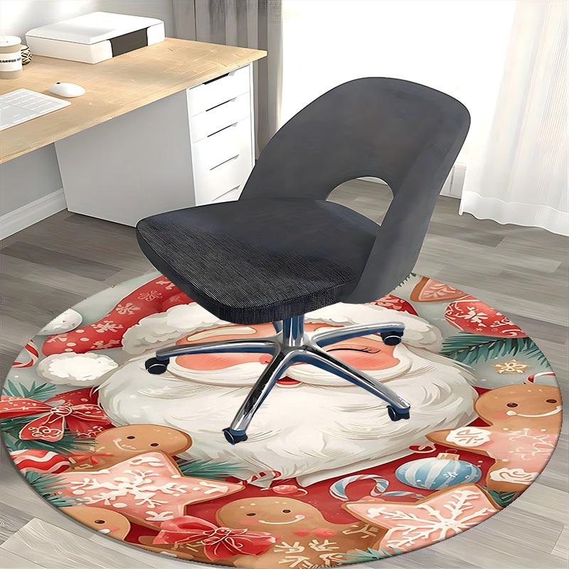 1pc Christmas Santa Claus Chair Mat - Anime Cartoon Design, Non-Slip Carpet for Office Chair, Festive Gift, Seasonal Decor, Living Room, Bedroom, Game