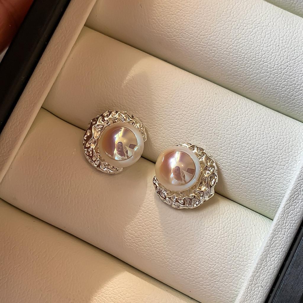 Zircon Geometric Pearl Stud Earrings Autumn and Winter Retro Elegant Earrings Temperament Earrings Women