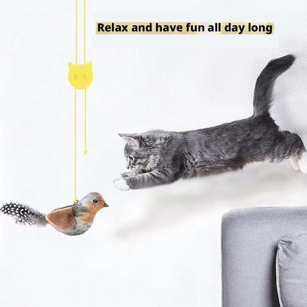 Physical Mechanical Sound Simulation Bird Bite Resistant Cat Toy Elasticity Chirp Igh Chirp Hig J0B3