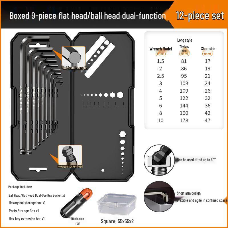 Universal Hex Wrench Set - 6-Point Screwdriver & Extendable Hex Tool