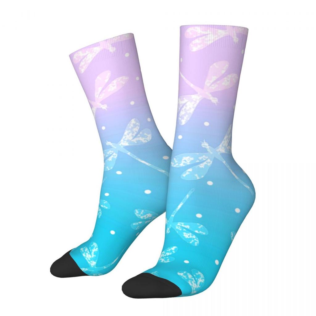 Ombre Polygonal Socks Autumn Gradient Purple Stockings Vintage Couple Medium Soft Socks Custom Outdoor Sports Anti-Slip Socks