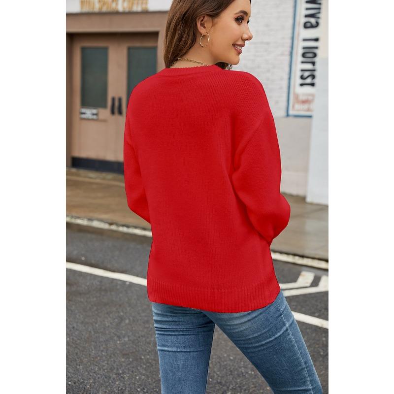 Autumn/Winter Round Neck Long Sleeve American Flag Printed Sweaters Easter Independence Day Fashion Women's Sweaters