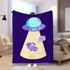 Cozy Alien Cow Blanket Cute Cartoon Spaceship Soft Warm Throw for Bed Sofa Travel All Seasons