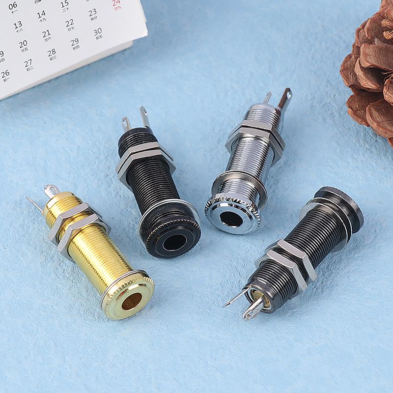 1/4 Inch Output Straight Tube Style Anti-noise Audio Jack Brass Electric Guitar Bass Jack Plug 6.35mm Socket Stereo
