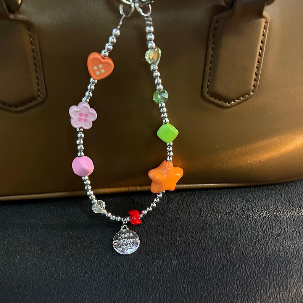 Colorful Dopamine Beaded Phone Chain Summer Wrist Strap Korean Ins Style Cute Accessory