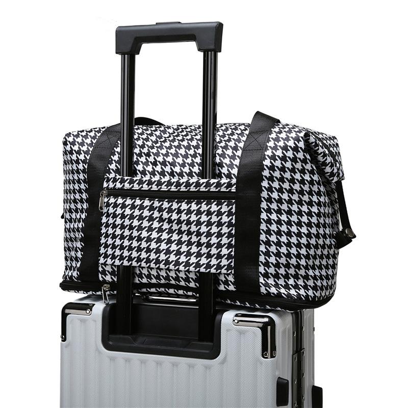 New extended travel bag women's shoulder large-capacity wet and dry separation yoga fitness bag plaid cover tie rod duffel bag