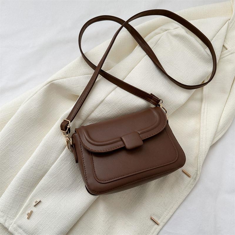 Medium Soft Pu Leather Shoulder Bag For Women Simple And Trendy Square Shape Design коричневый