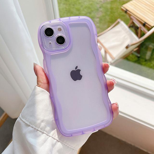 Ottwn Fashion Cute Wave Frame Husa de telefon rezistenta la socuri pentru iPhone 11 12 13 Pro Max X XR XS Max 7 8 Plus SE 2020 Husa din spate moale TPU