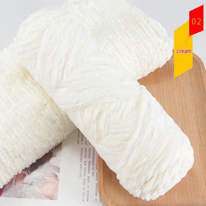 Chenille Golden Silk Velvet Yarn Ball - Medium Thick Glossy Yarn for Hand Knitting and Crochet Slippers.