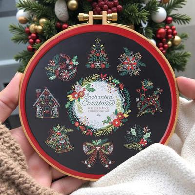 Kerst Herinnering Borduurpakket Kerst Handwerk DIY Set Complete Knutselset met Garen Instructies Handgemaakt Vakantiecadeau voor Familie Vrienden