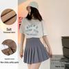 Spring 2025 Women's High Waist Plaid Pleated Skirt - Black A-Line Slimming College Style
