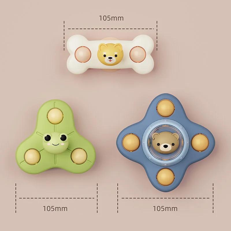 Non-Toxic Baby Soothe Cartoon Airplane Sucker Spinner Suction Sensory Toy Baby Bath Rotating Rattles Early Educational Montessoris Toys