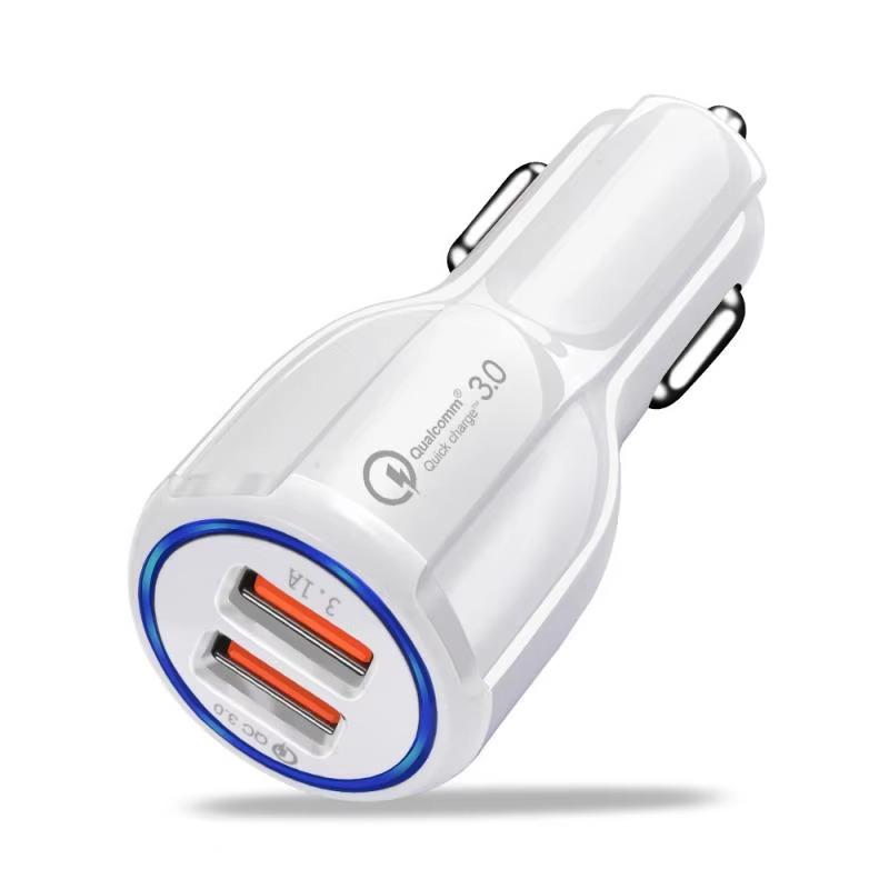 18W 3.1A Car Charger Dual USB Fast Charging QC Phone Charger Adapter For iPhone 16 Pro Max 13 14 15 Pro Xiaomi Samsung Huawei
