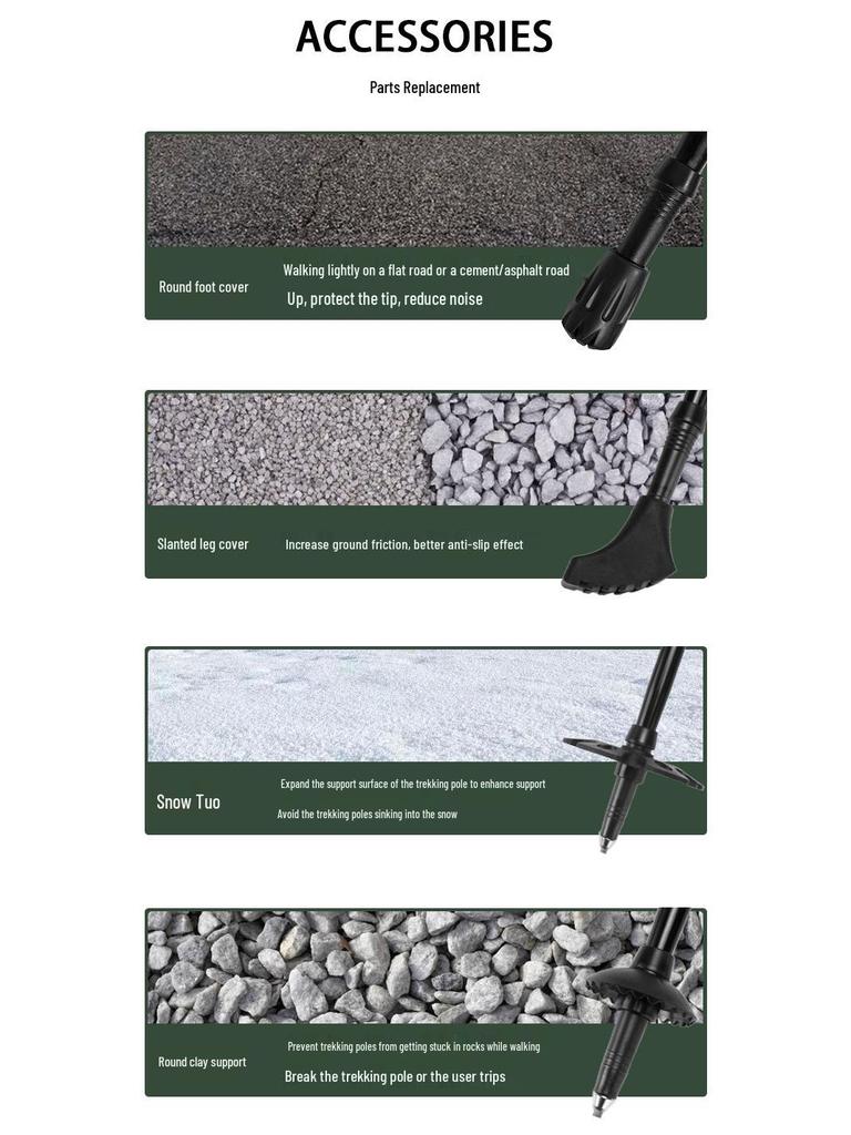 Unisex 2-Pack Aluminum Trekking Poles with Accessories, 3-Section External Lock, Portable Hiking Sticks