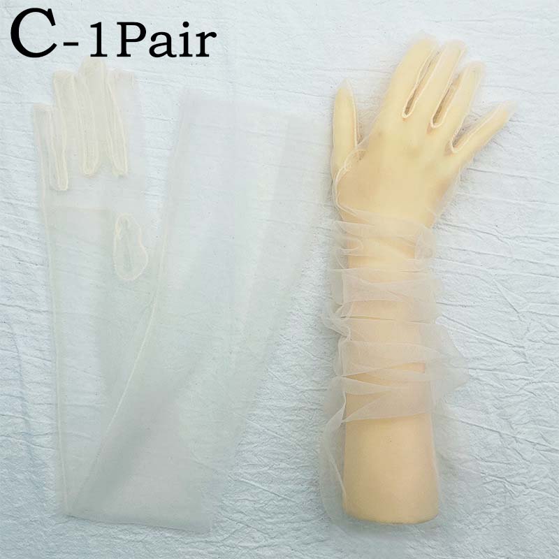 1 Pair Polyester Summer Thin Women's gloves Elegant Long gauze Sunscreen gloves Bridal dress gloves Fashion Dress gloves
