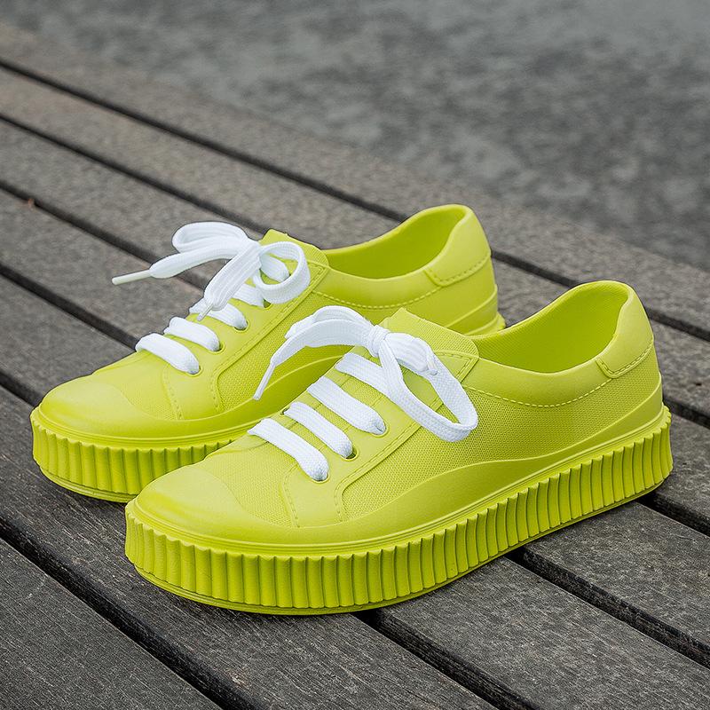 Platform white shoes women's summer new fashion white student round head board shoes sports and leisure shoes