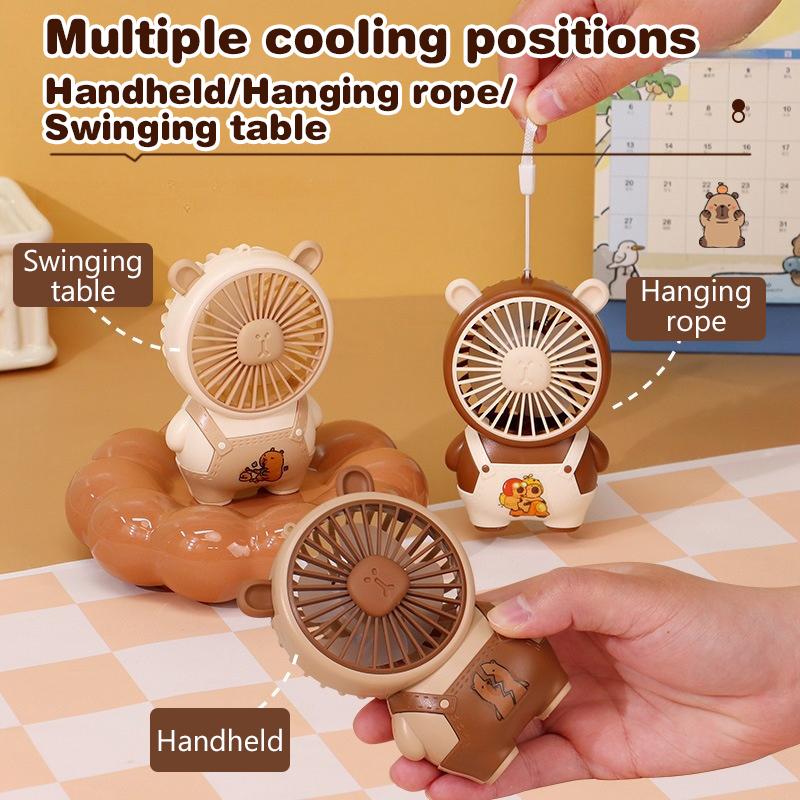 Cartoon Cute Capybara Fan High Quality Summer Portable Handheld Fan Mini Pocket Fan Rechargeable Desktop Fan Gifts