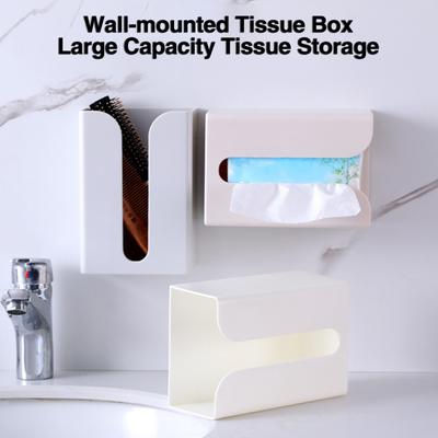 Bathroom Tissue Storage Box Wall Mount Wide Mouth Toilet Paper Holder Multifunctional Living Room Dining Room Napkin Dispenser Box Household Supplies