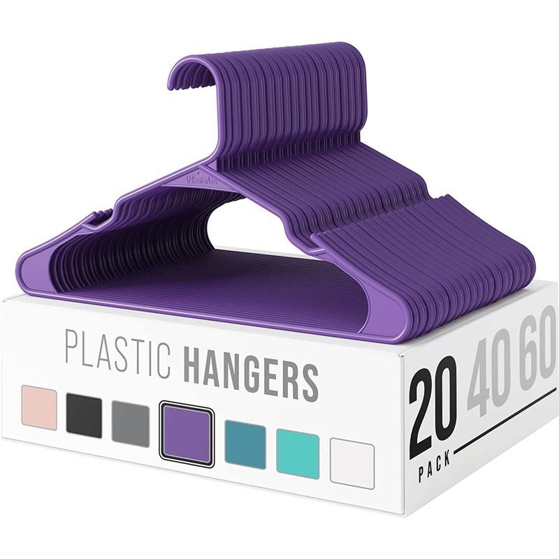 

20 шт. Пластиковые вешалки, Вешалки для экономии места для одежды, Вешалки для пальто, футболок, платьев, топов, юбок и блузок, Аксессуары для одежды, Вешалка с выемками фиолетовый