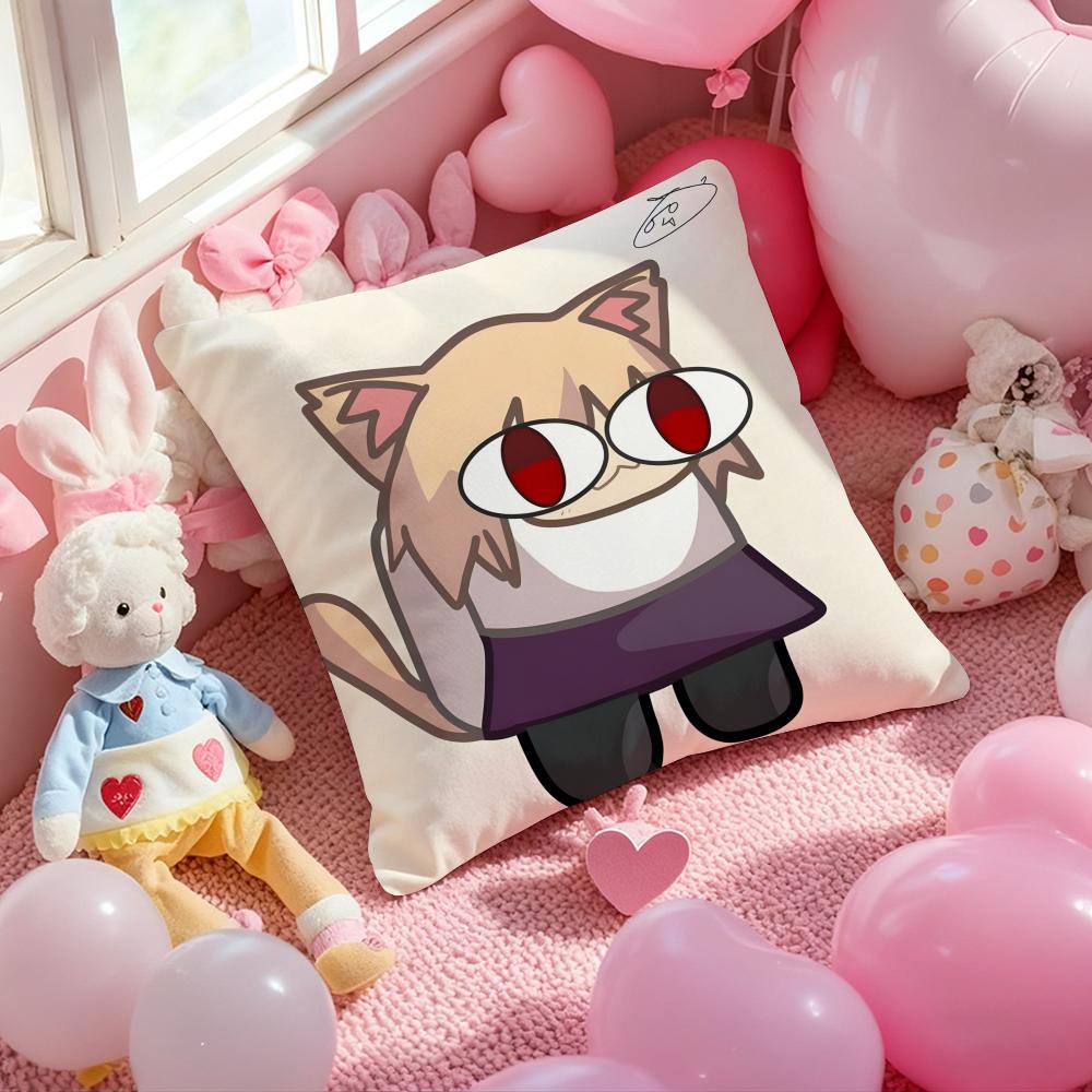 Neco Arc Funny Meme Kawaii Cushion Cover Pattern Printed Pillowcase For Living Room Sofa Cushion Cover & Bedroom Decor