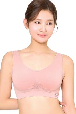 Biustonosz nocny Viage Beauty Up Materiał Air Sheer Siateczka Wysoki krój pod pachami Konstrukcja kompresyjna na plecach Bez uczucia ucisku [Viage] Bez fiszbin (Nude Pink, M-L)