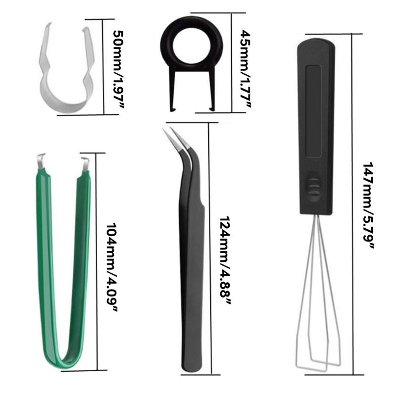 5 in 1 Computer Mechanical Keyboard Cleaning Tool Set with Keycap Puller, Switches Extractor, and Anti-Static Tweezers