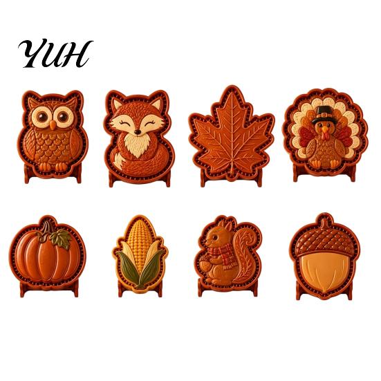 Küchen-Backutensilien Mini-Kuchenform für Herbst Thanksgiving, DIY Teigpresse Taschenkuchenform, Einhand-Hersteller mit Fuchs, Truthahn, Eule, Kürbis,