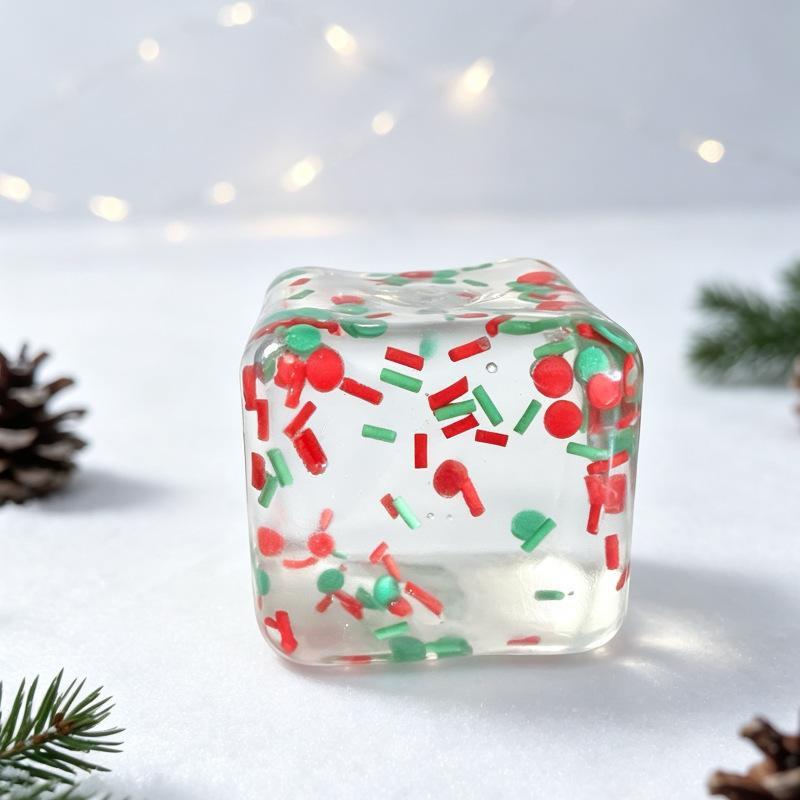 Christmas Maltose Ice Cubes Squeezable Gaint Sensory Stress Ball, Novelty Anxiety Relief Fidget Toy For Adults & Desk