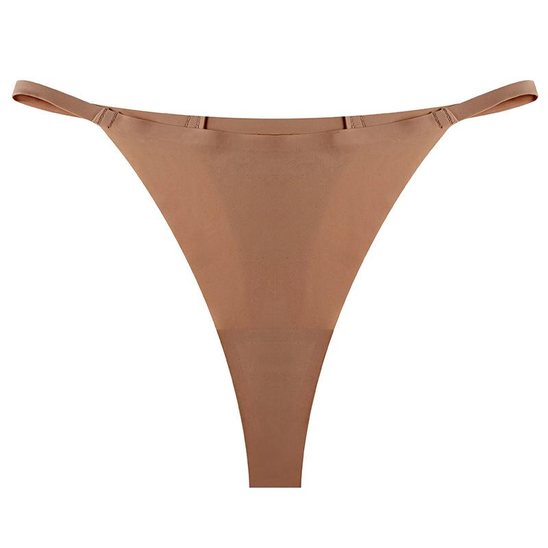 Women's Spring and Summer Sexy Thin Belt One Piece of Ice Silk Breathable Quick Dry Low Waist Non Mark Thong Underwear