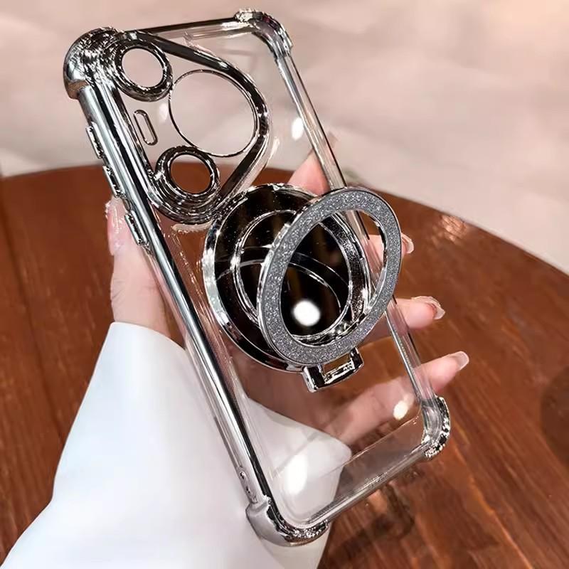 

Блестящий магнитный чехол-подставка-зеркало для телефона Huawei Pura70U, Четырехугольный противоударный защитный чехол для Mate60pro Honor 90Pro