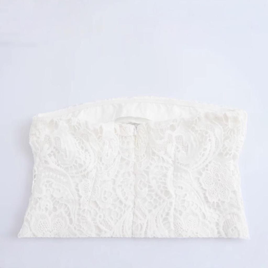 2024 Winter Women's European & American Style Lace Strapless Slim Dress