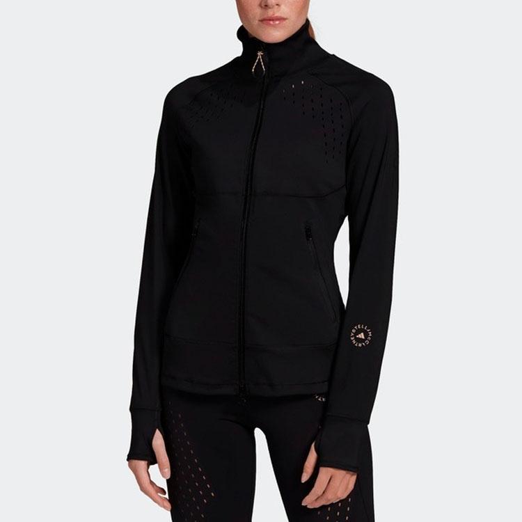Adidas SMC Solid Color Stand Collar Long Sleeve Zip Sports Jacket Women Jacket Black FU0761