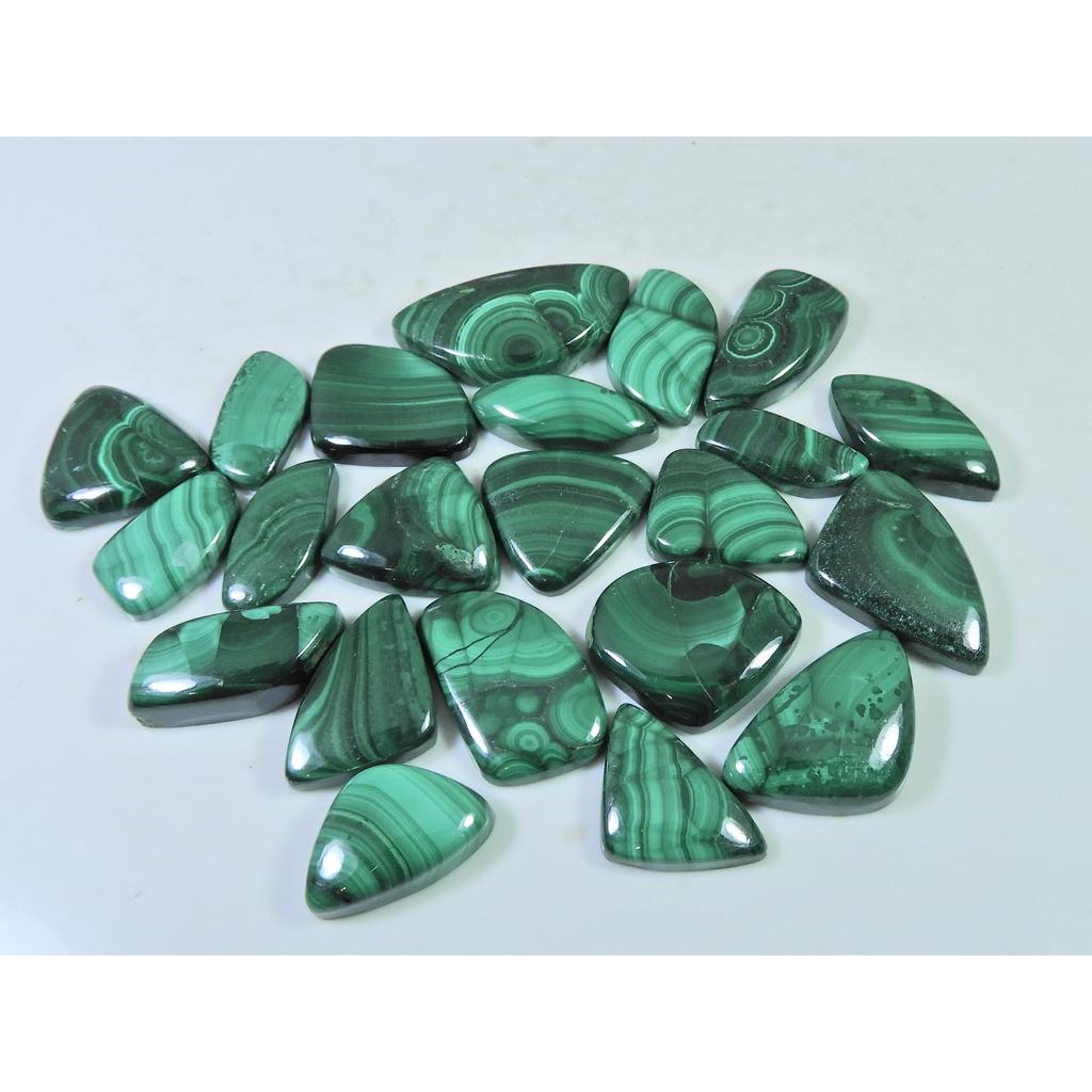 22Pcs Natural Green Malachite Fancy Cabochon Loose Gemstone 297Cts. Lot C-482