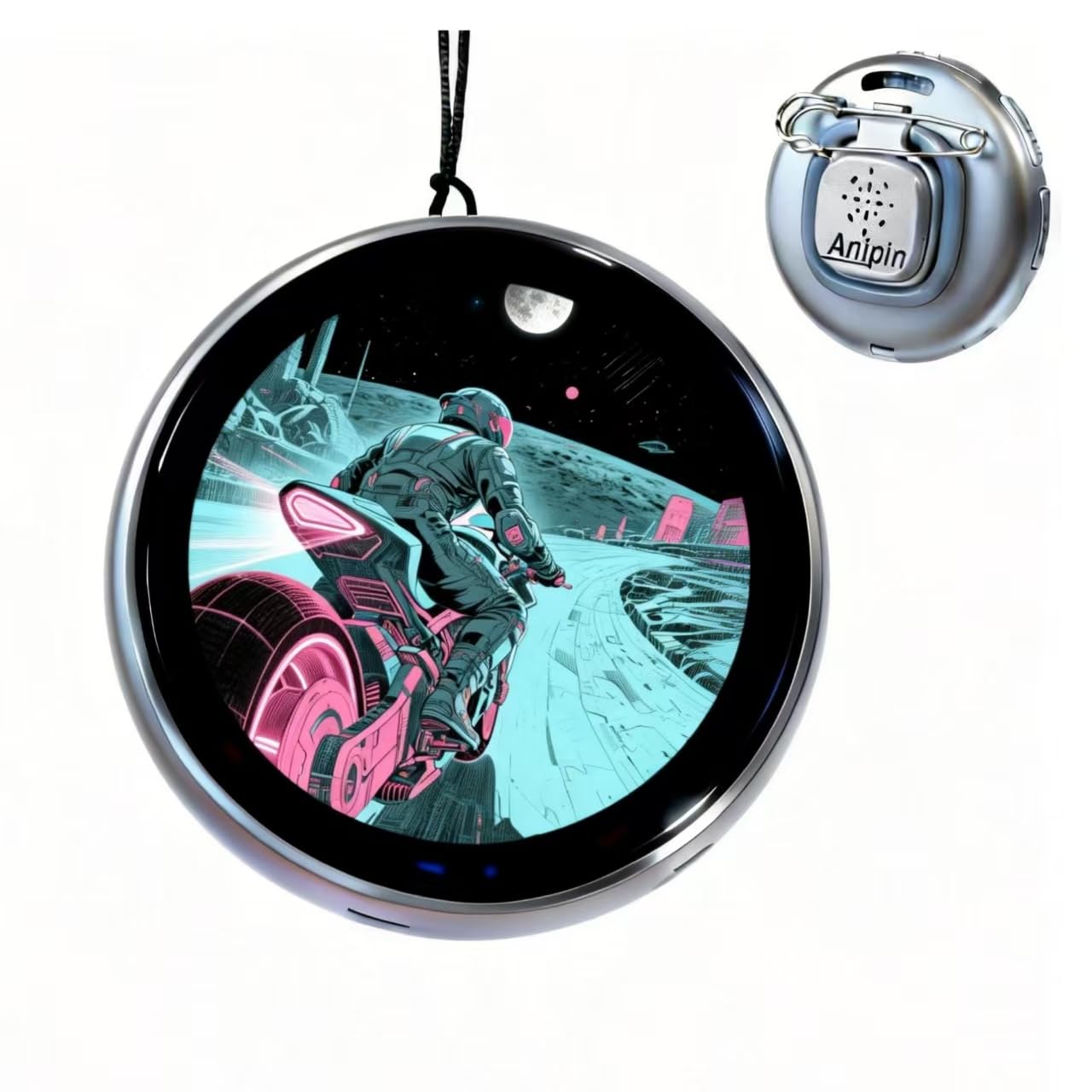 Chamii Wearable Electronic Badge Smart Pin Badge 1.8 inch (approx. 46mm) Fashion Item Bluetooth Image Video GIF Animation Display DIY Customization