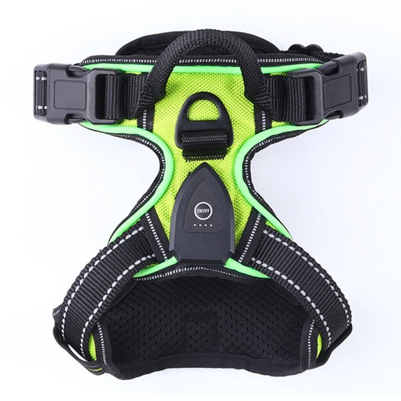 Mode Hunde Geschirr Leine Verstellbare Länge Haustier Brust Rücken LED Hunde Weste mit Robuster Schnalle für Haustier Outdoor Spaziergänge