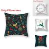 Premium Christmas Print Linen Pillow Cover Set For Cozy Holiday Decor In White