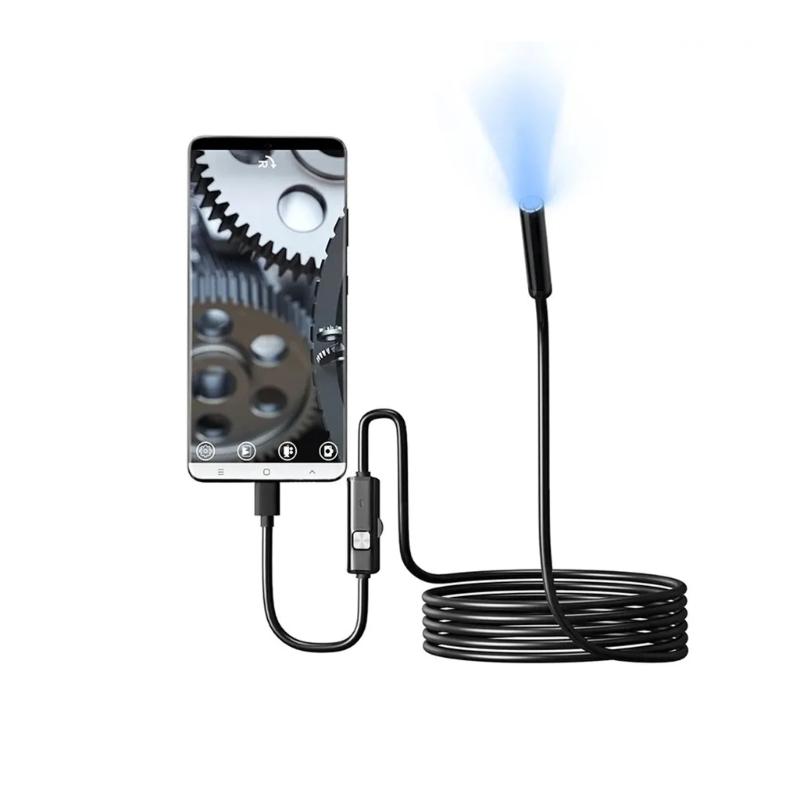 

Ендоскоп Type C з 2x USB, гнучка камера 7 мм для смартфонів, планшетів, комп ютерів, водонепроникний IP67, регульоване світлодіодне освітлення